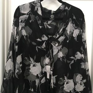 Nordstrom’s Black Floral Hi-Low Sheer Top